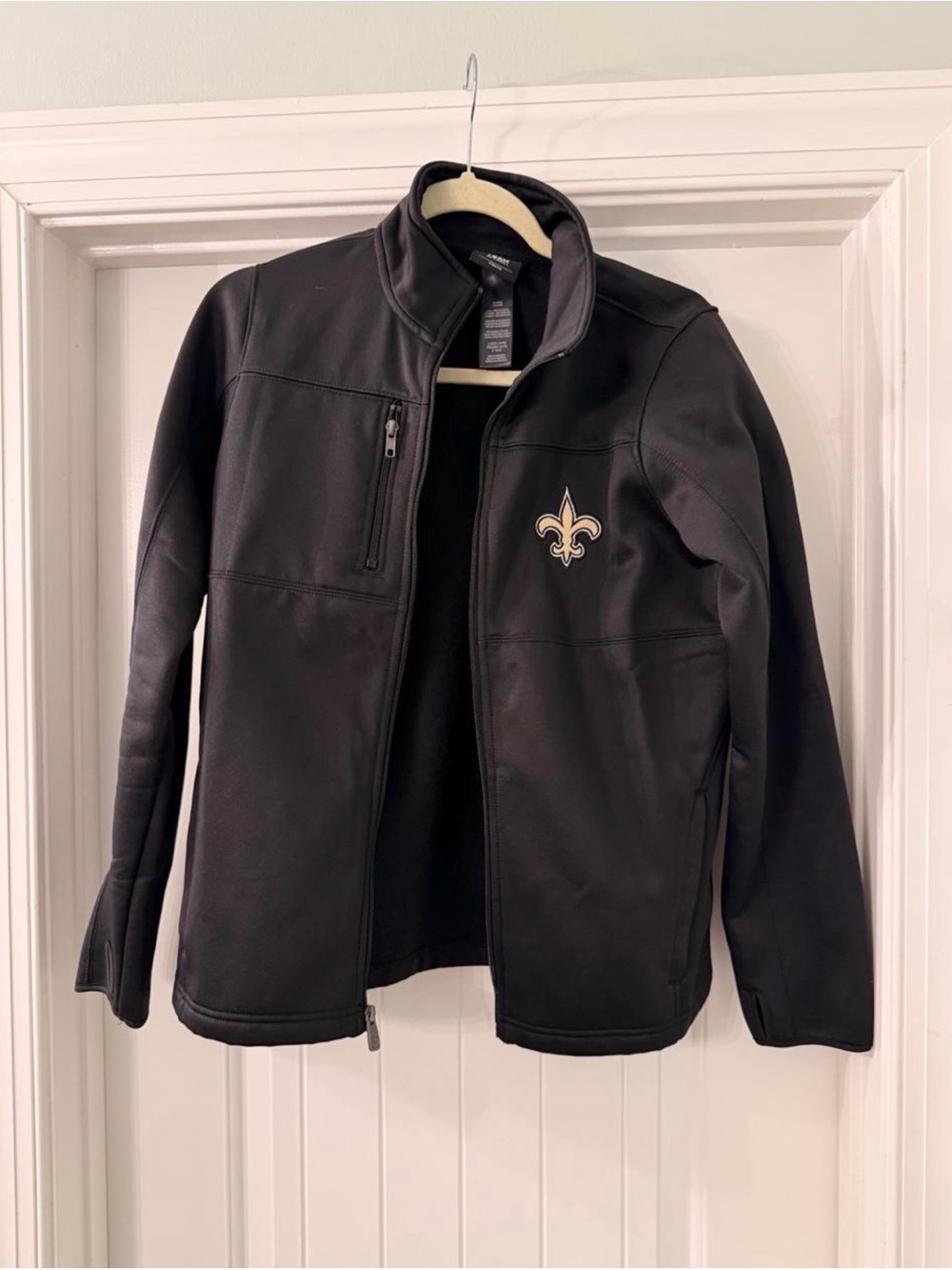 NFL Black Lightweight Softshell Jacket with Fleur-de-Lis Patch